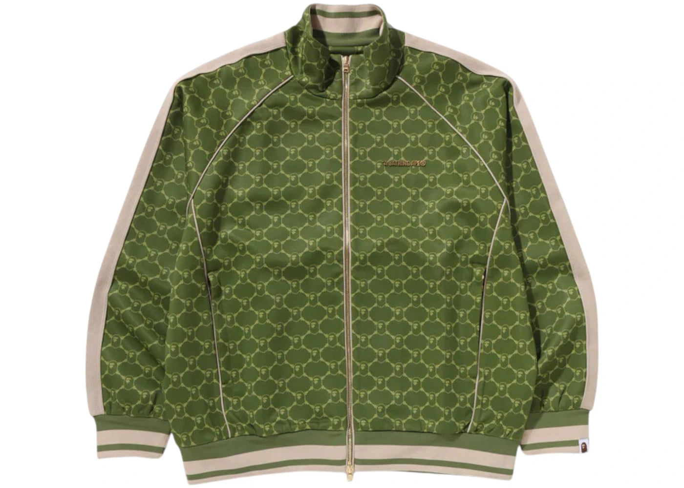 BAPE College Monogram Logo Relaxed Fit Track Jacket Olivedrab