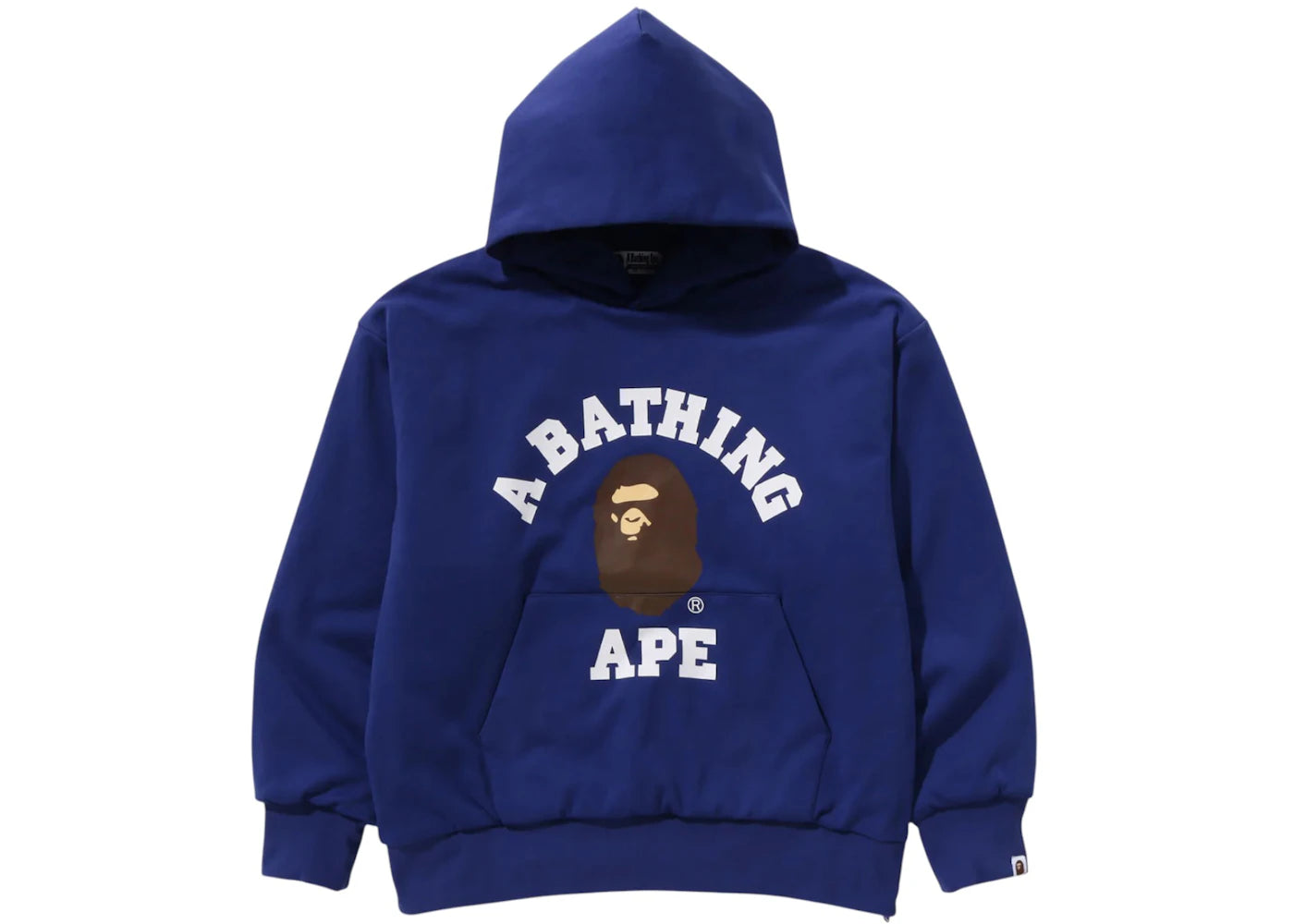 BAPE College Puffy Relaxed Fit Pullover Hoodie Blue
