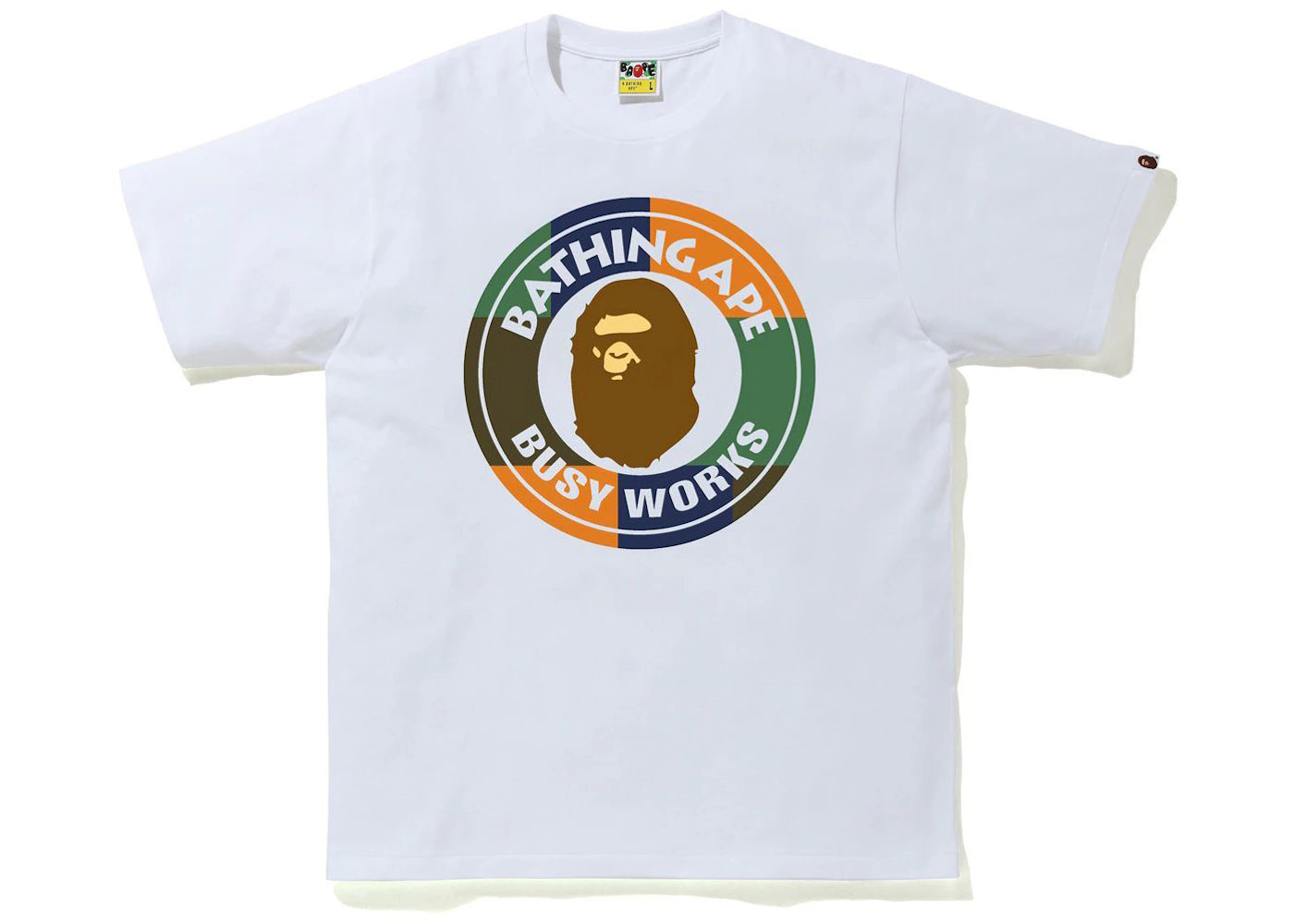 BAPE Color Block Busy Works Tee White/Orange