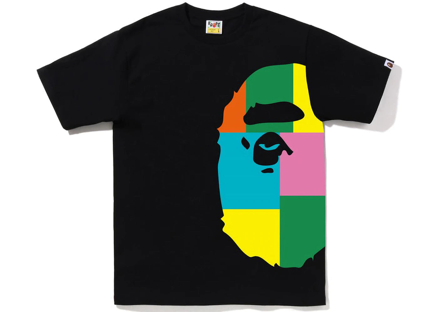 BAPE Color Block Side Big Ape Head Tee Black Multi