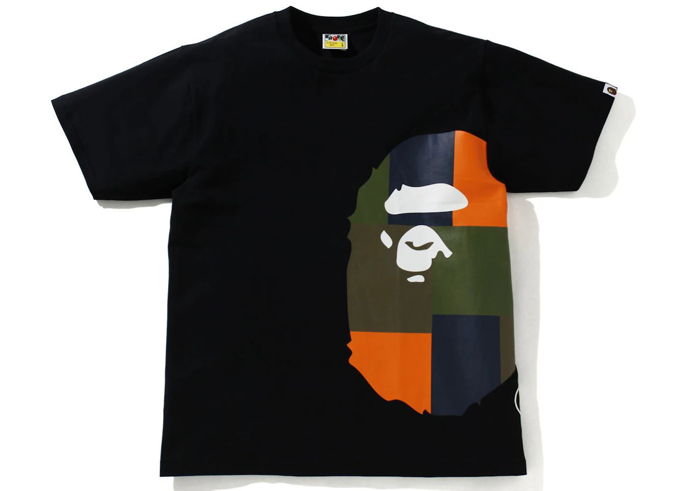 BAPE Color Block Side Big Ape Head Tee Black/Orange
