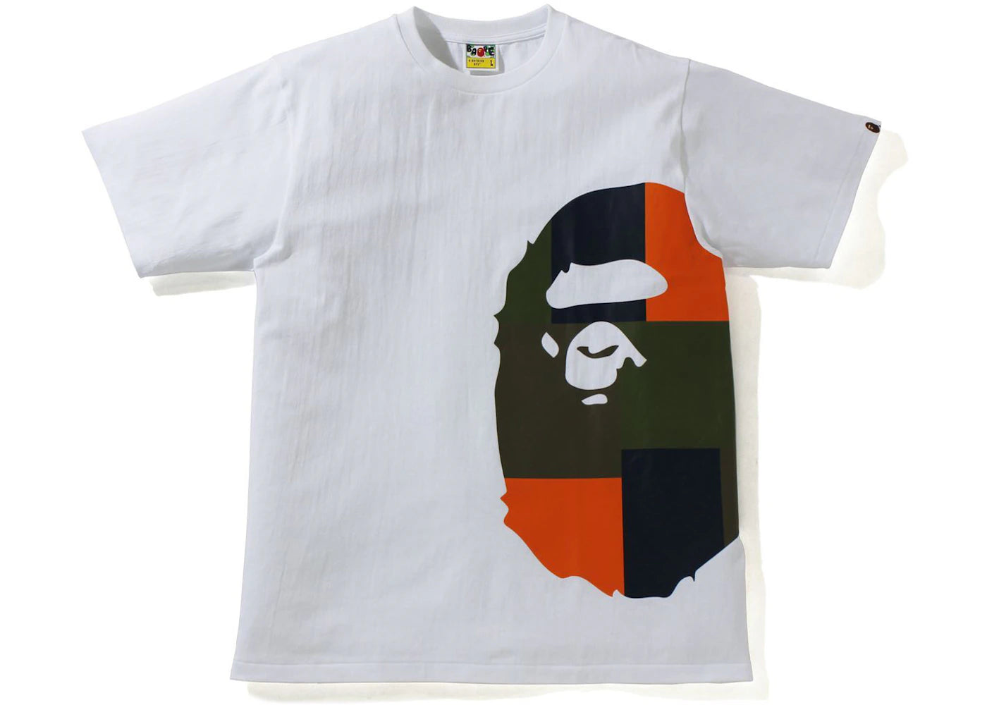 BAPE Color Block Side Big Ape Head Tee White/Orange