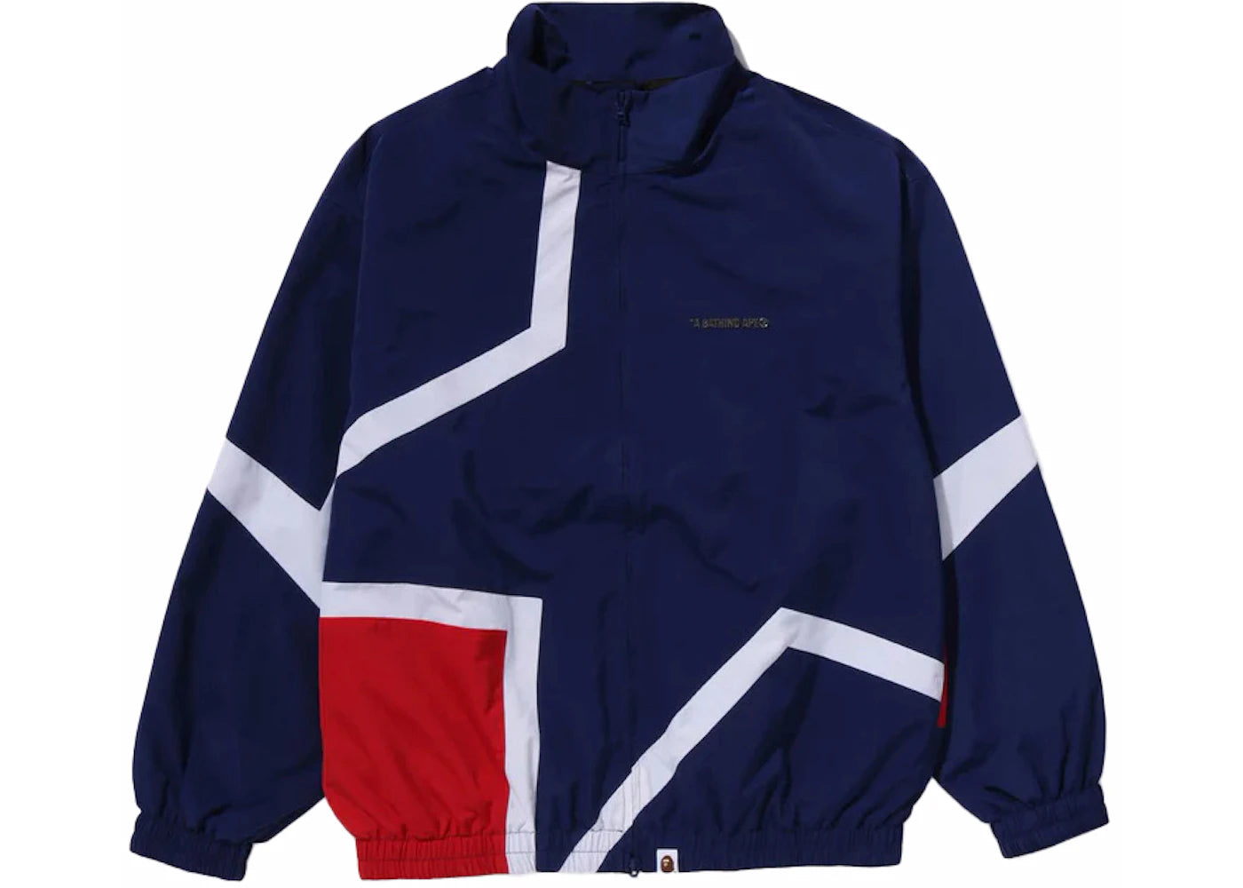 BAPE Color Blocking Metal Logo Pin Track Jacket Navy