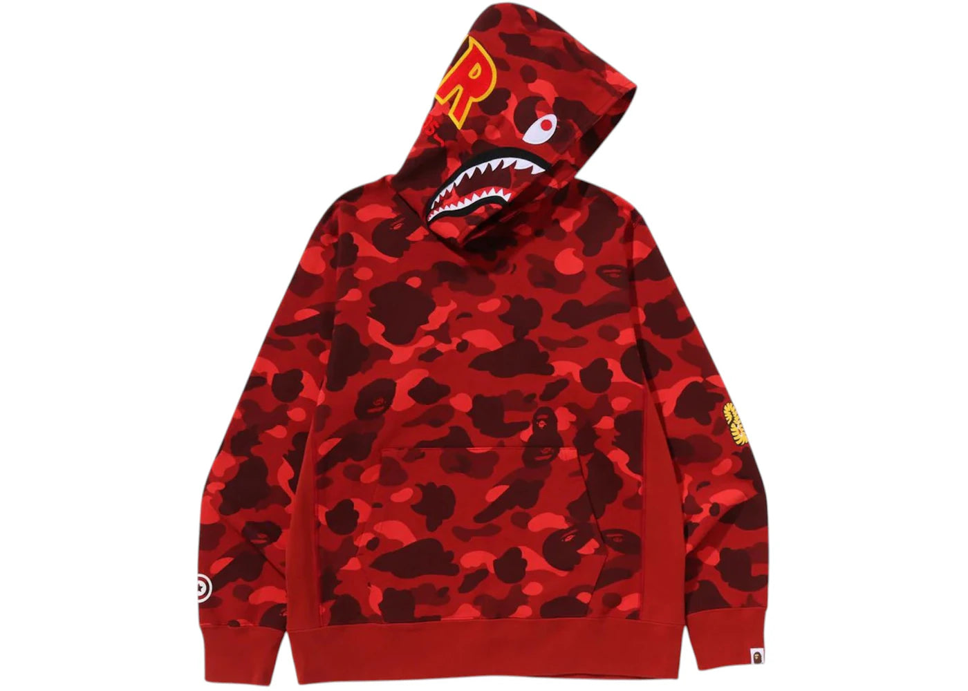 BAPE Color Camo 2nd Shark Pullover Hoodie Red