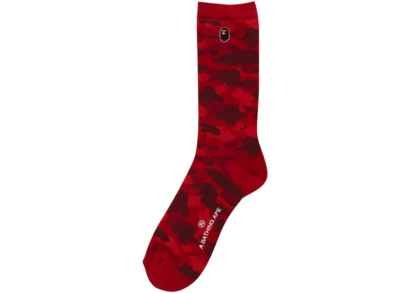 BAPE Color Camo Ape Head One Point Socks Red