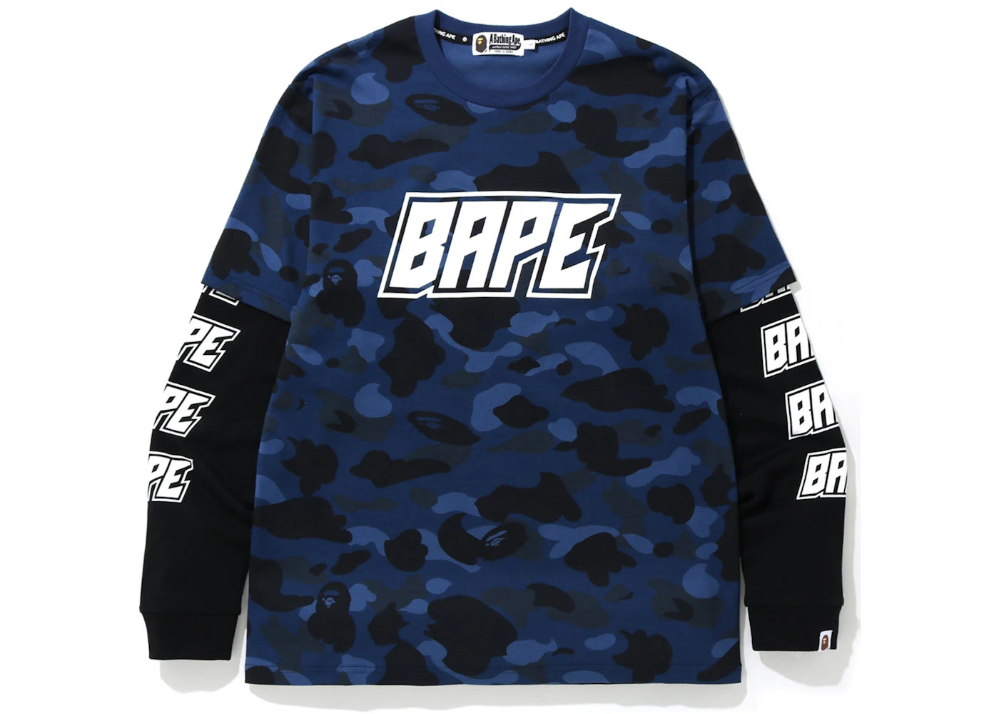 BAPE Color Camo Bape Layered L/S Tee Navy