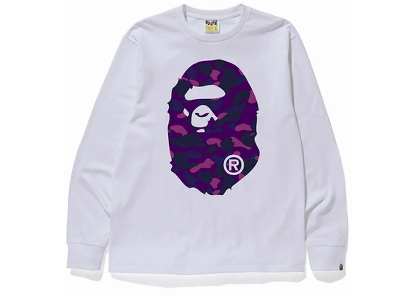 BAPE Color Camo Big Ape Head L/S Tee White/Purple