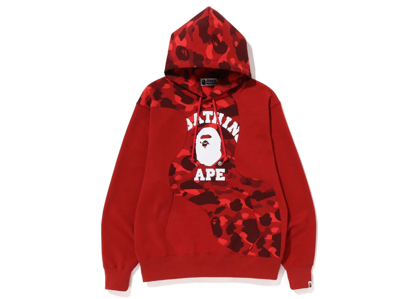 BAPE Color Camo College Cutting Relaxed Fit Hoodie Red