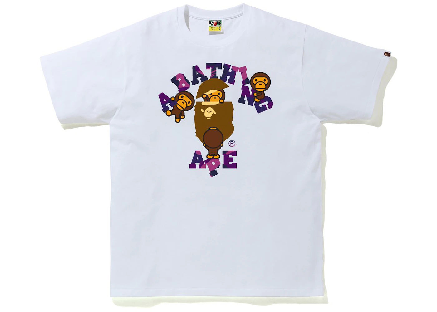 BAPE Color Camo College Milo Tee White/Purple
