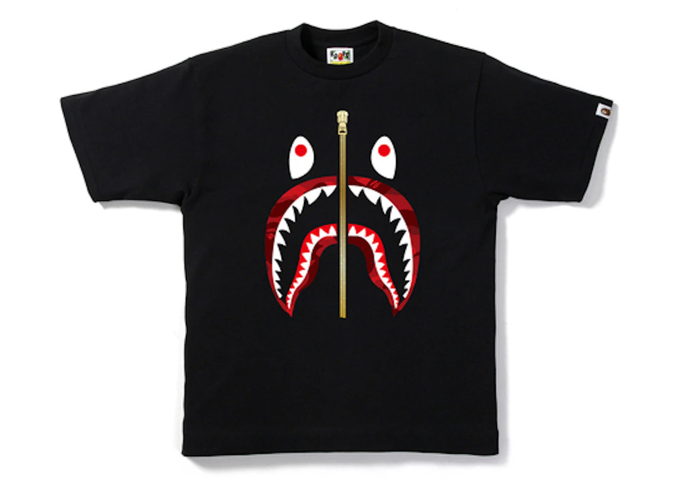 BAPE Color Camo Gold Zip Shark Tee Black/Red