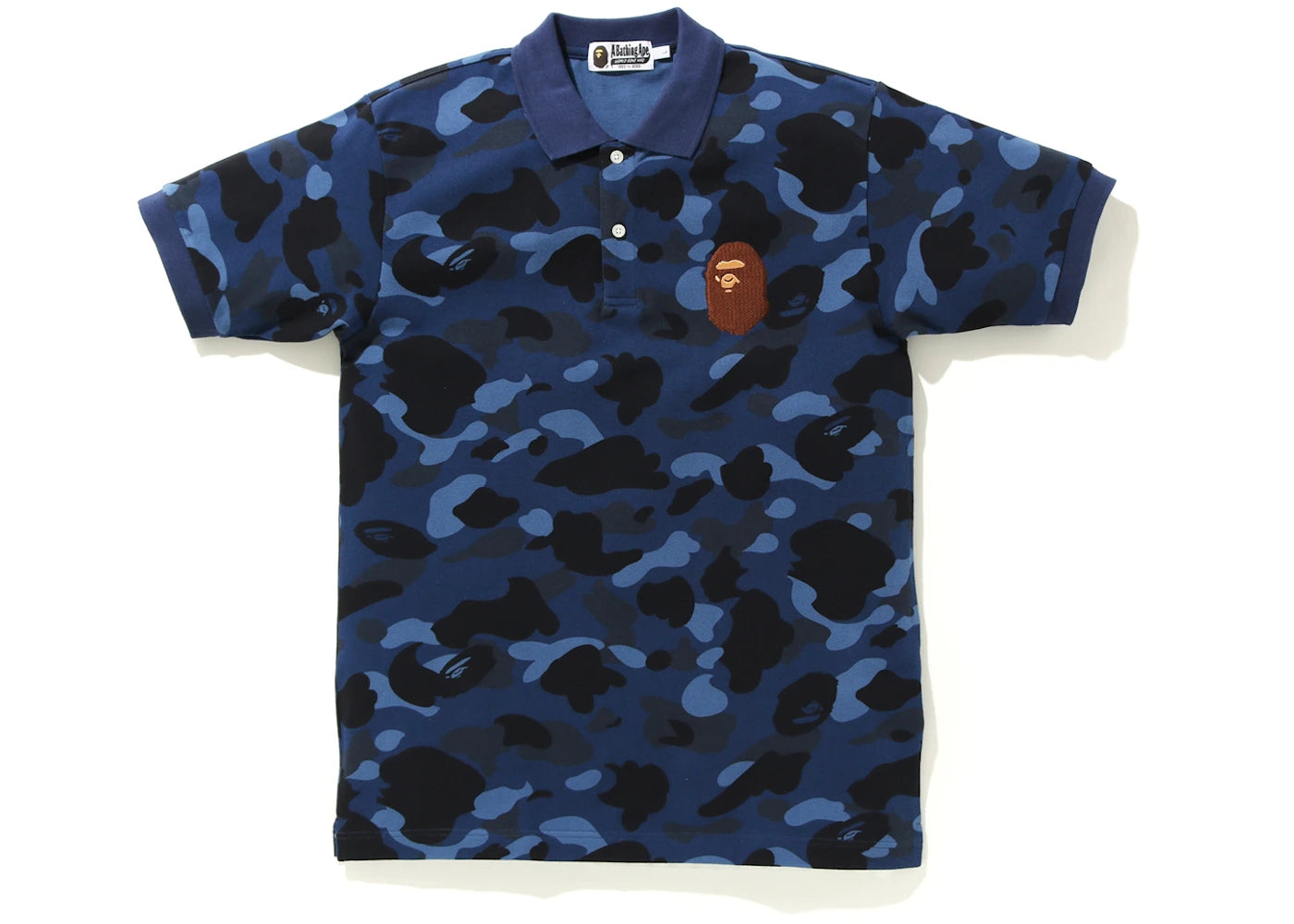 BAPE Color Camo Large Ape Head Polo Blue