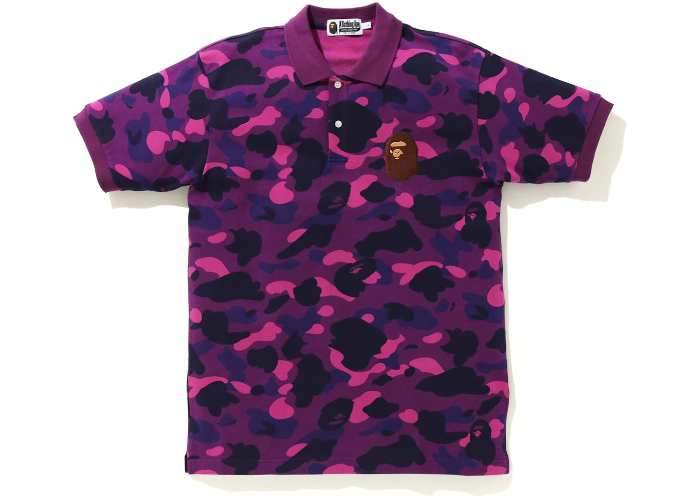 BAPE Color Camo Large Ape Head Polo Purple