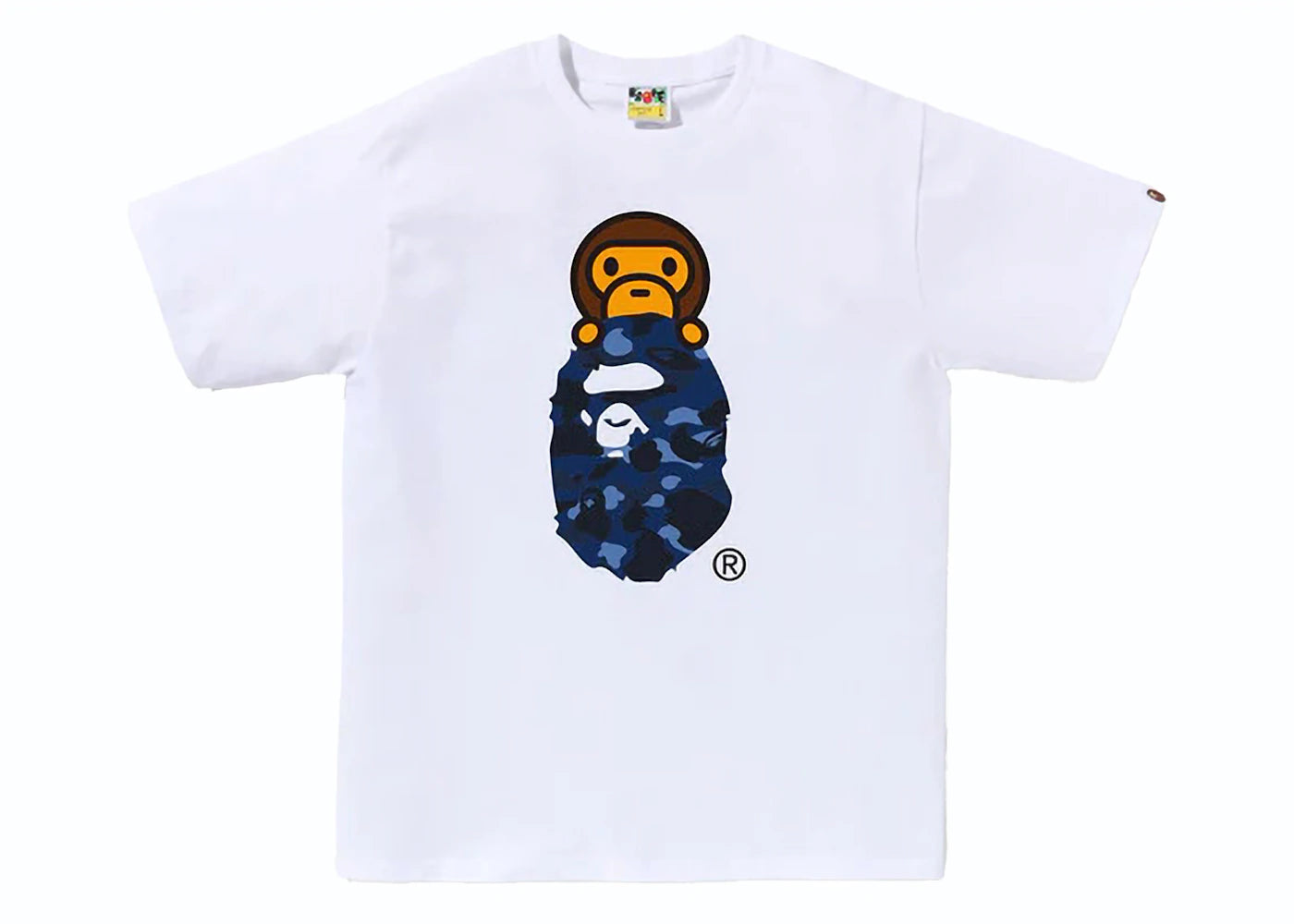 BAPE Color Camo Milo On Ape Head Tee White/Navy