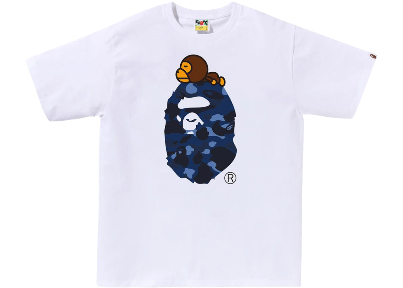 BAPE Color Camo Milo On Big Ape Tee White/Navy
