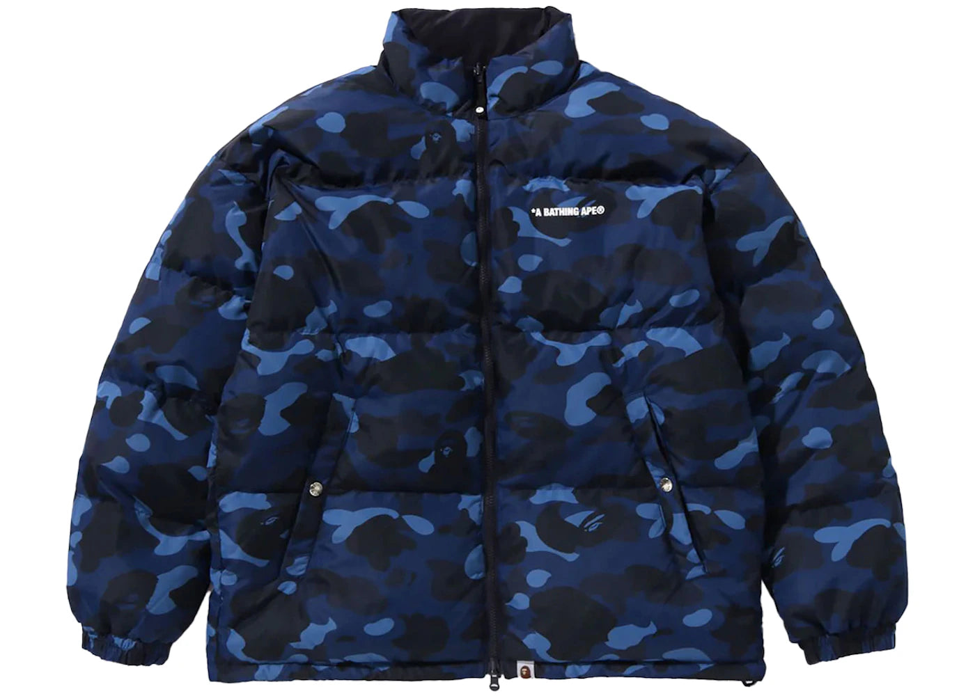 BAPE Color Camo Reversible Down Jacket Navy