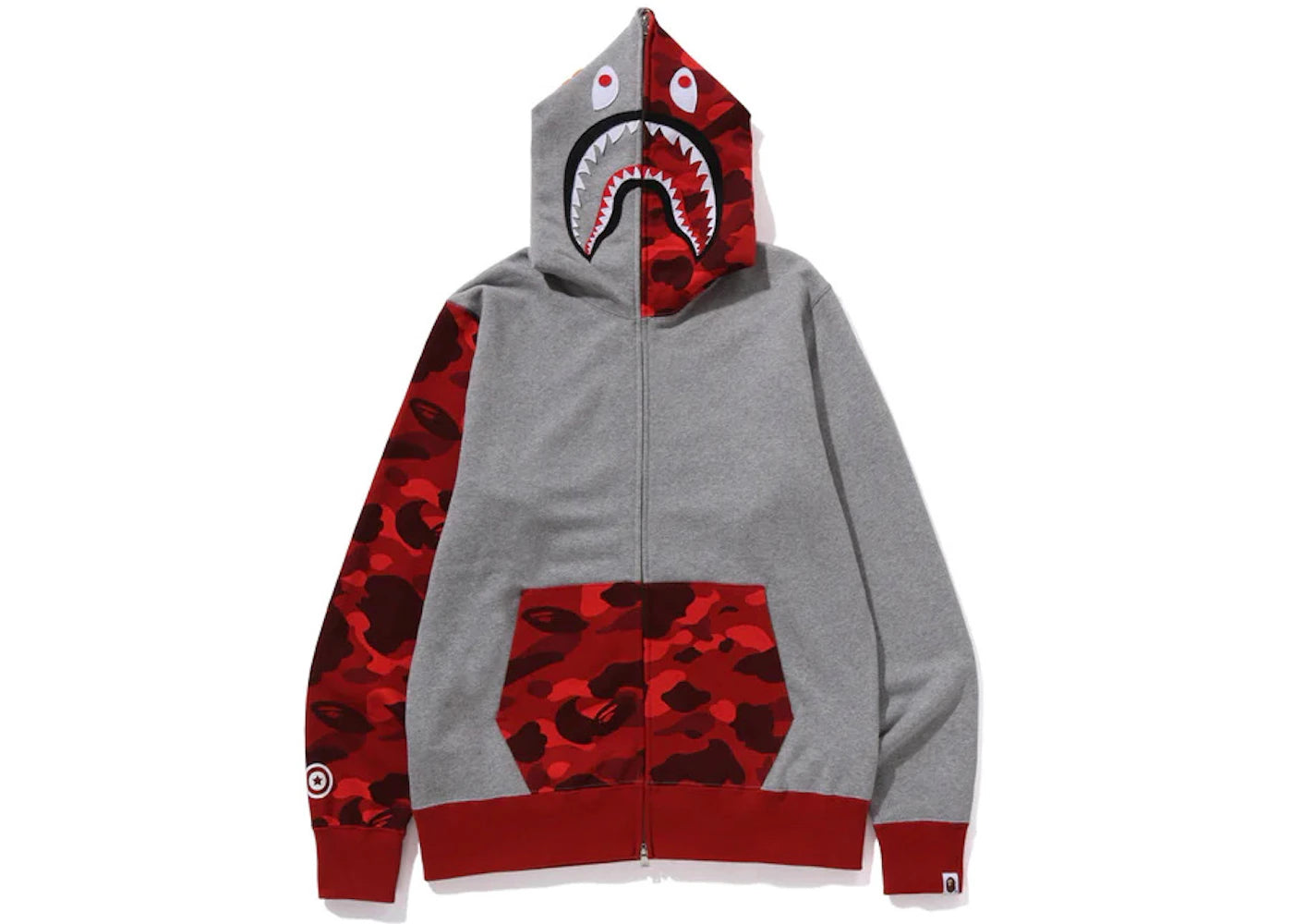 BAPE Color Camo Shark Full Zip Hoodie (FW23) Red