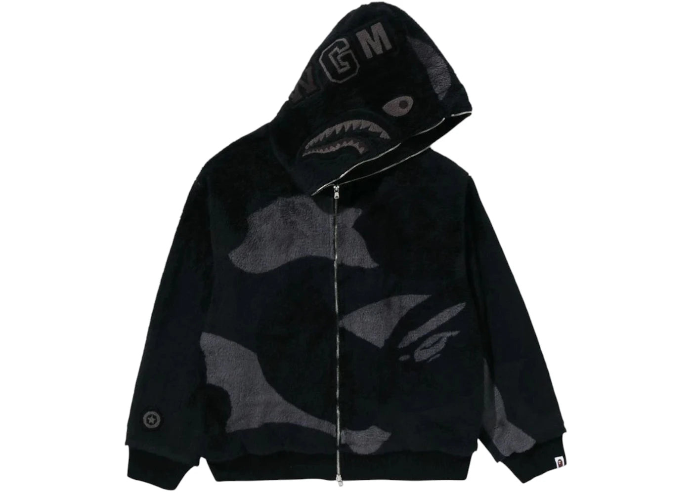 BAPE Color Camo Shark Full Zip Sherpa Men Jacket Black