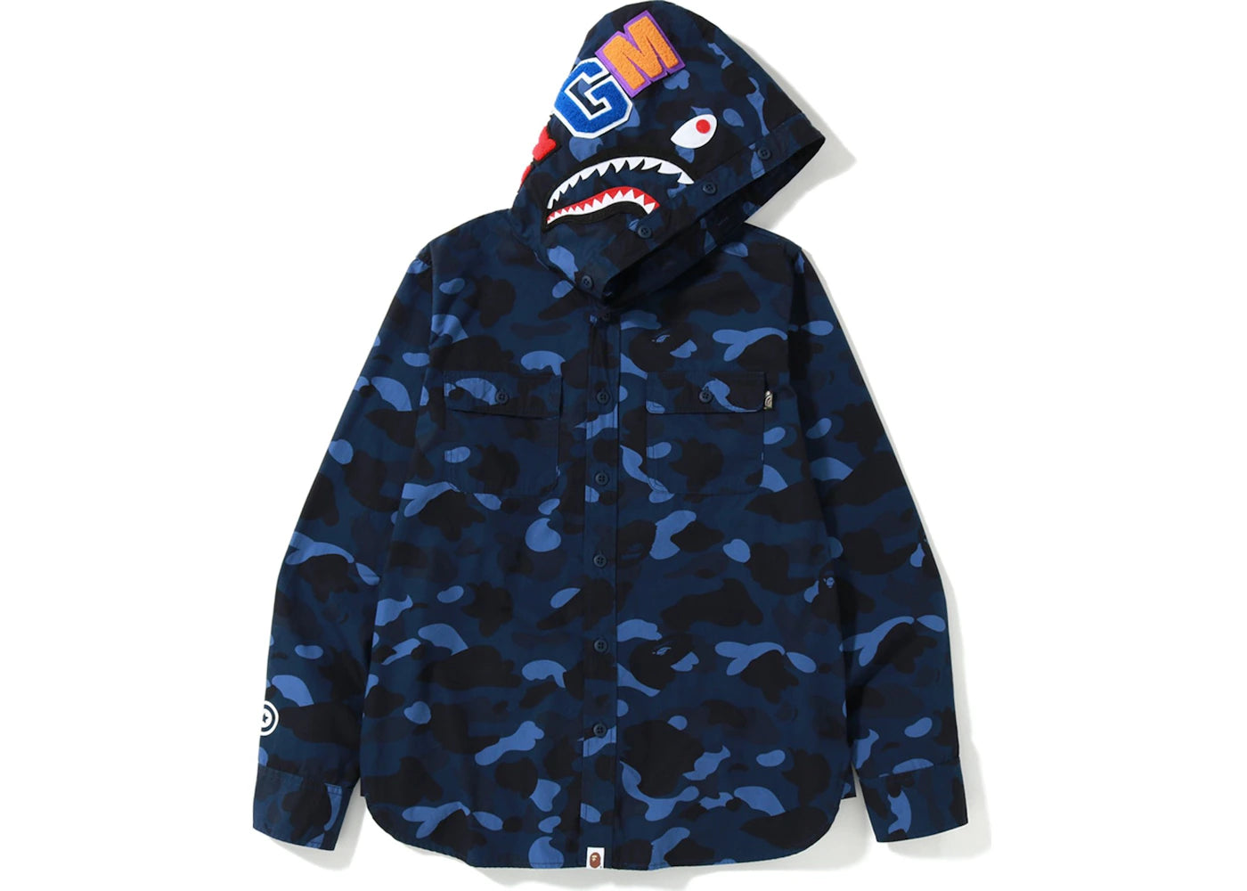 BAPE Color Camo Shark Hoodie Shirt Blue