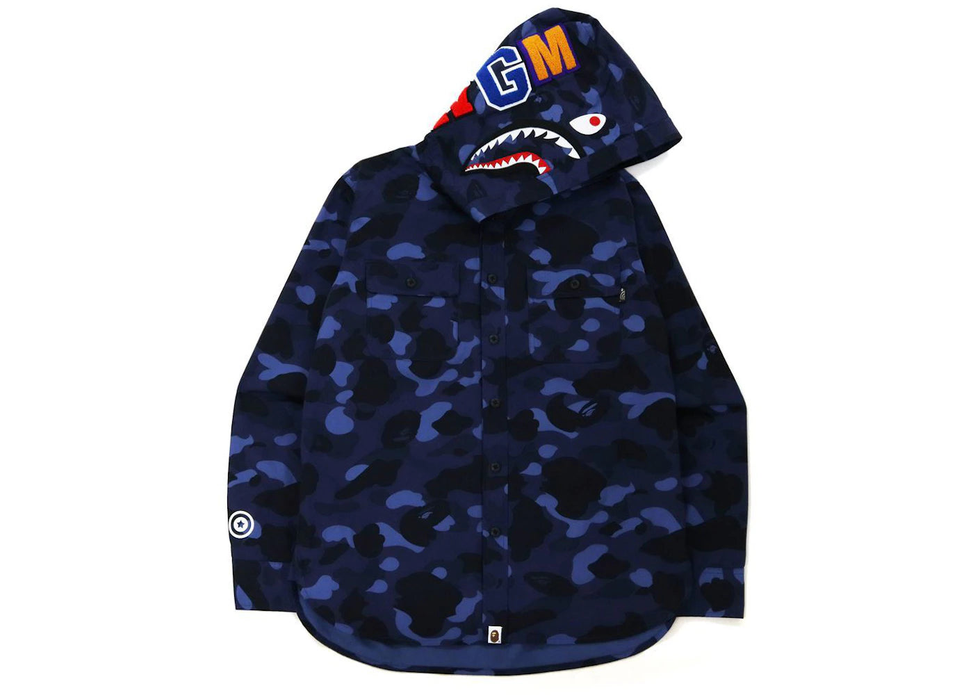 BAPE Color Camo Shark Hoodie Shirt (FW21) Navy