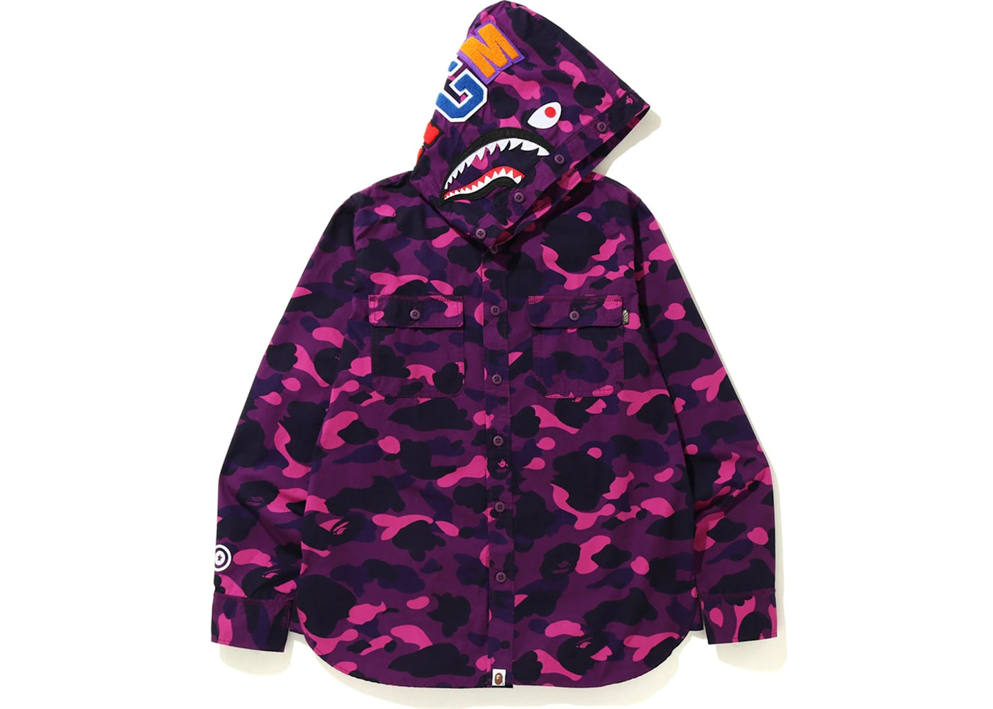 BAPE Color Camo Shark Hoodie Shirt Purple