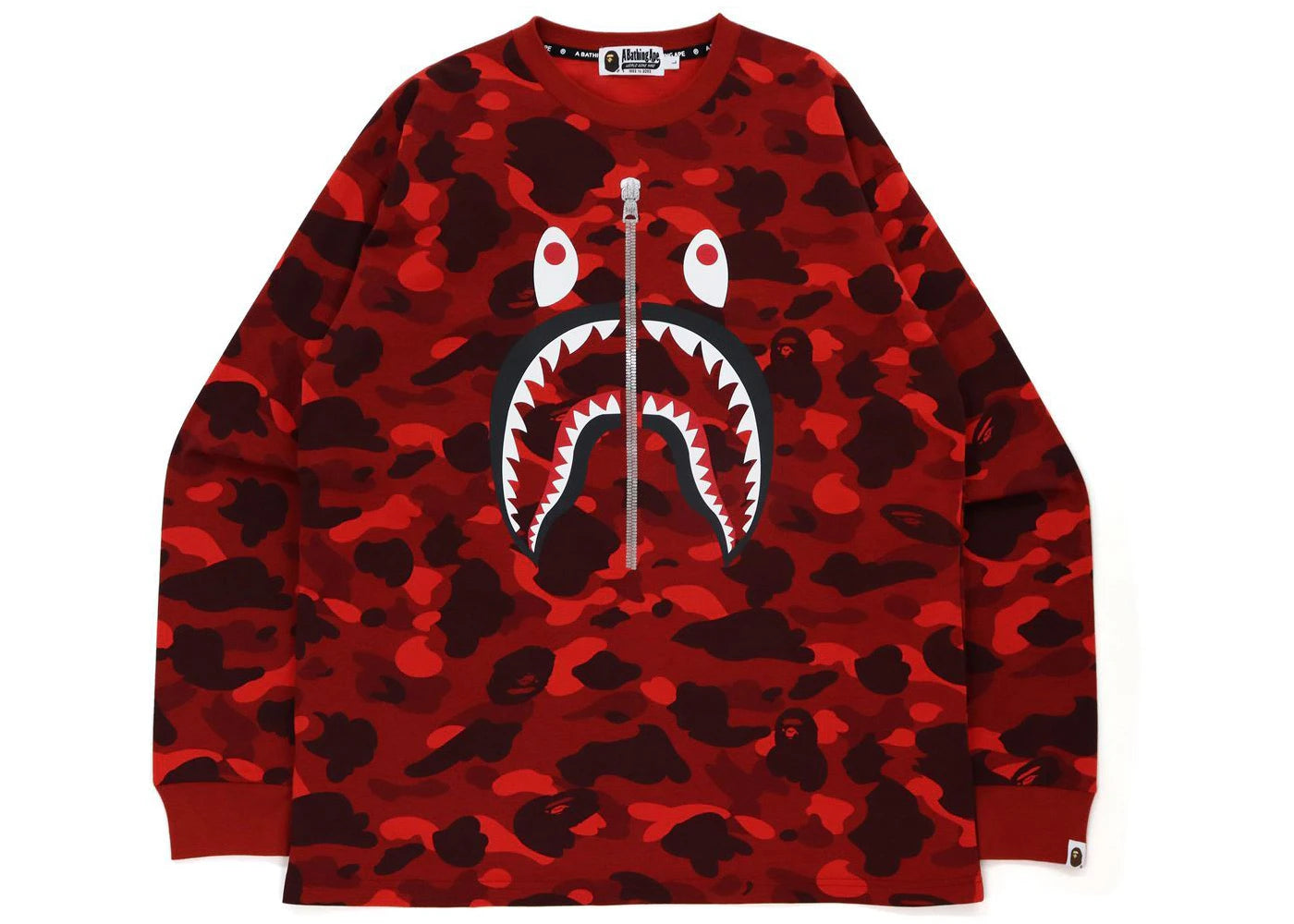 BAPE Color Camo Shark Relaxed Fit L/S Tee Red
