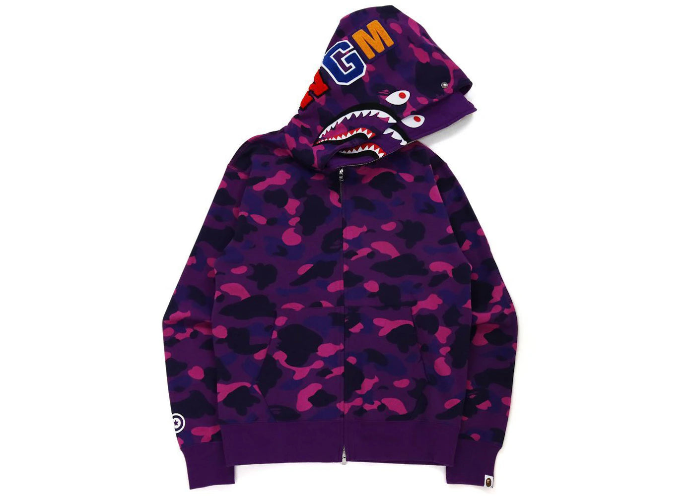 BAPE Color Camo Shark Wide Fit Full Zip Double Hoodie Purple