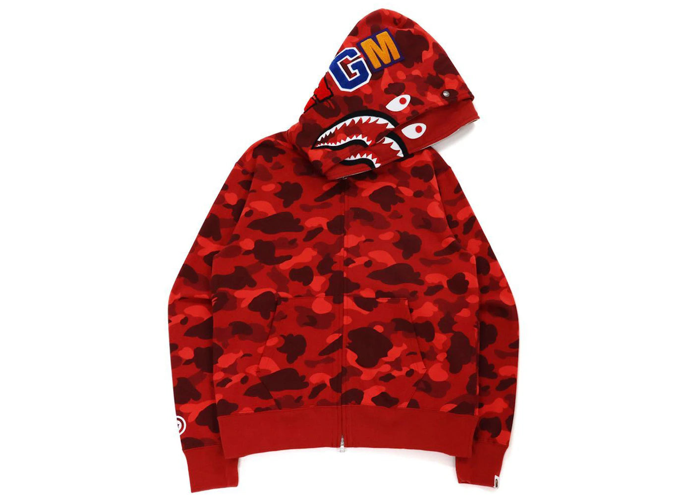 BAPE Color Camo Shark Wide Fit Full Zip Double Hoodie Red