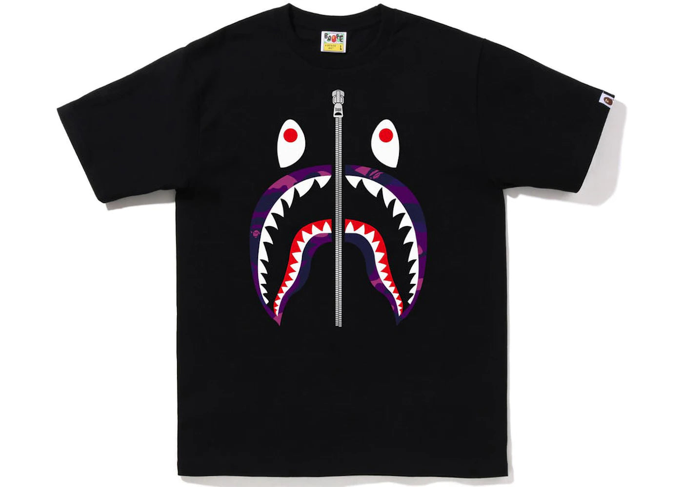 BAPE Color Camo Silver Zip Shark Tee (SS23) Black Purple