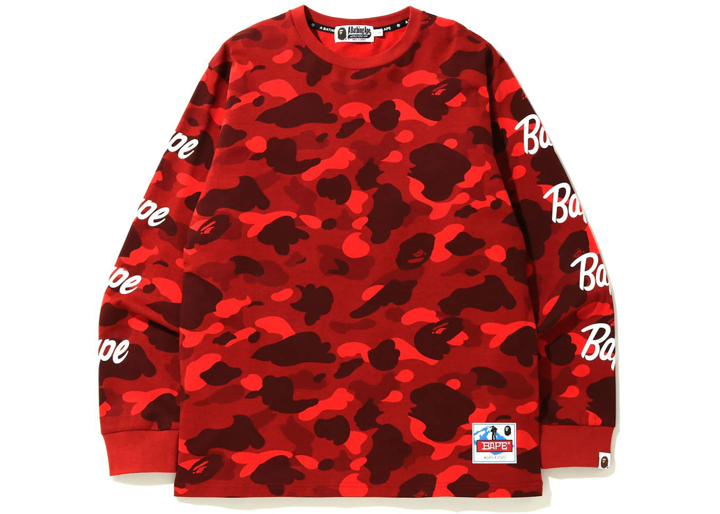 BAPE Color Camo Sleeve Logo L/S Tee Red