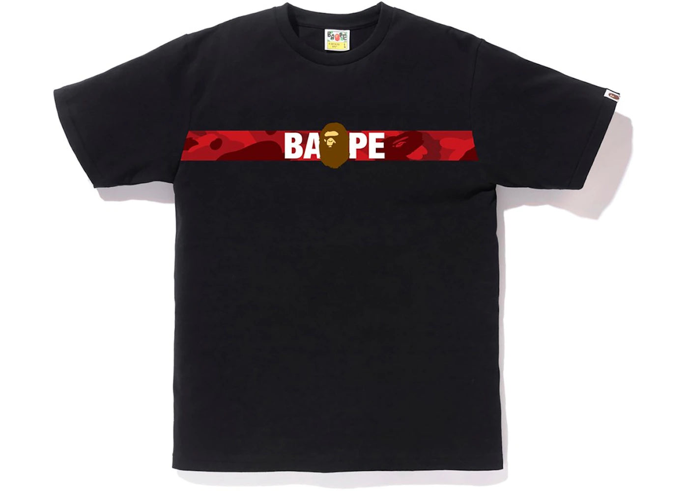 BAPE Color Camo Tape Ape Head Tee Black/Red