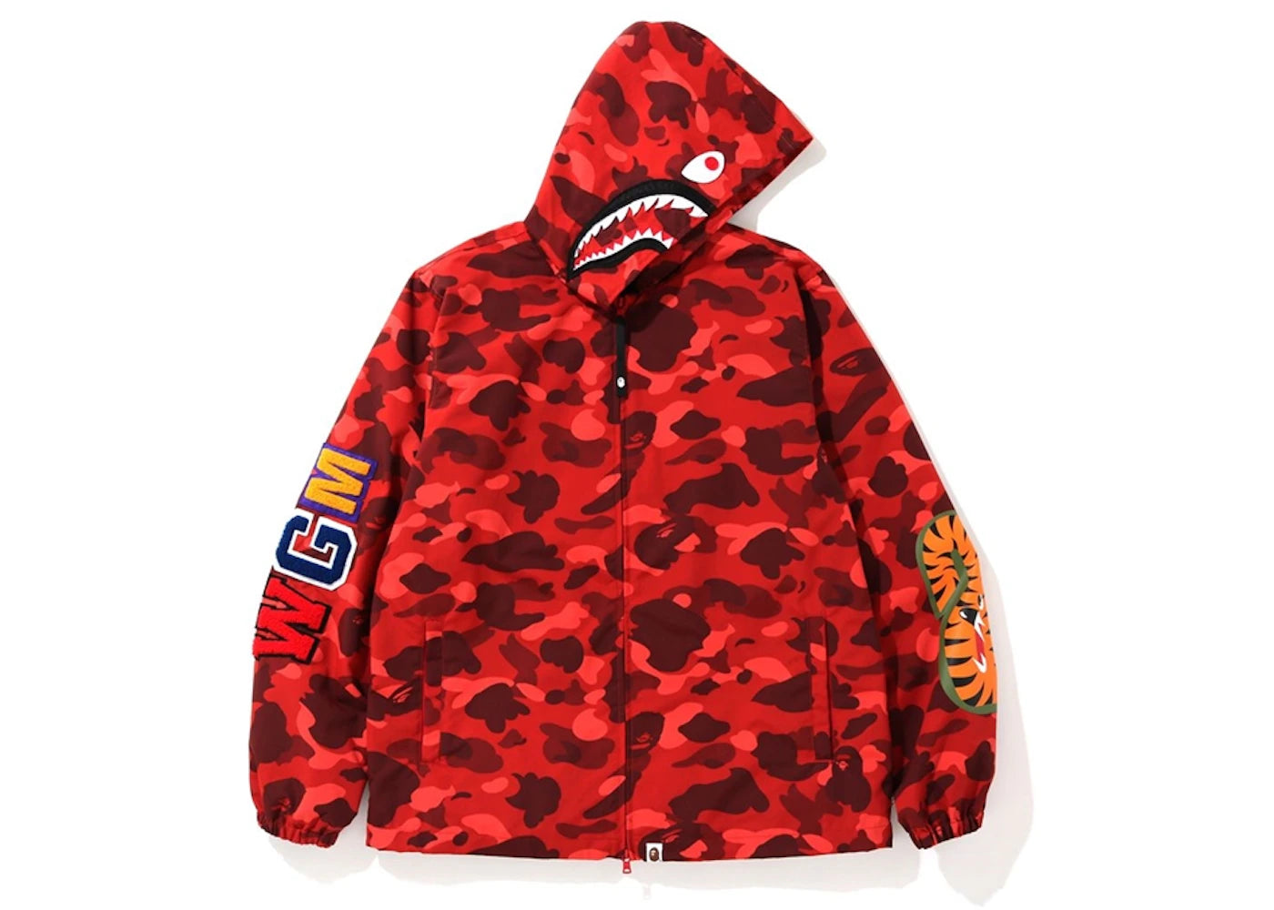 BAPE Color Camo WGM Shark Hoodie Jacket Red