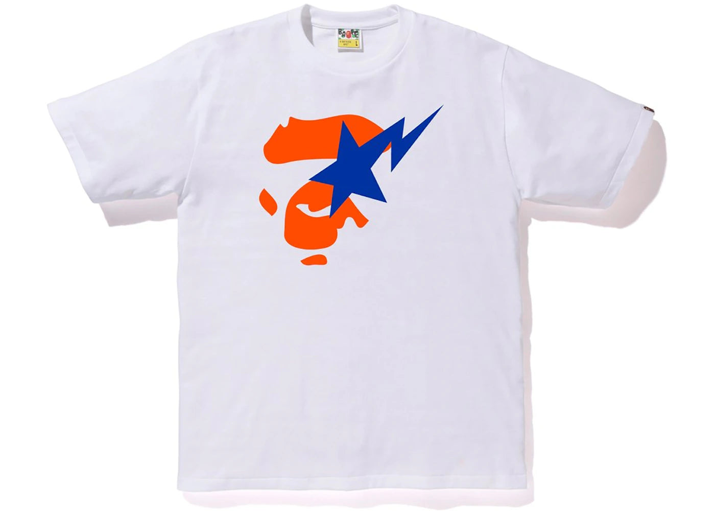 BAPE Colors Ape Face On Bapesta Tee White/Orange