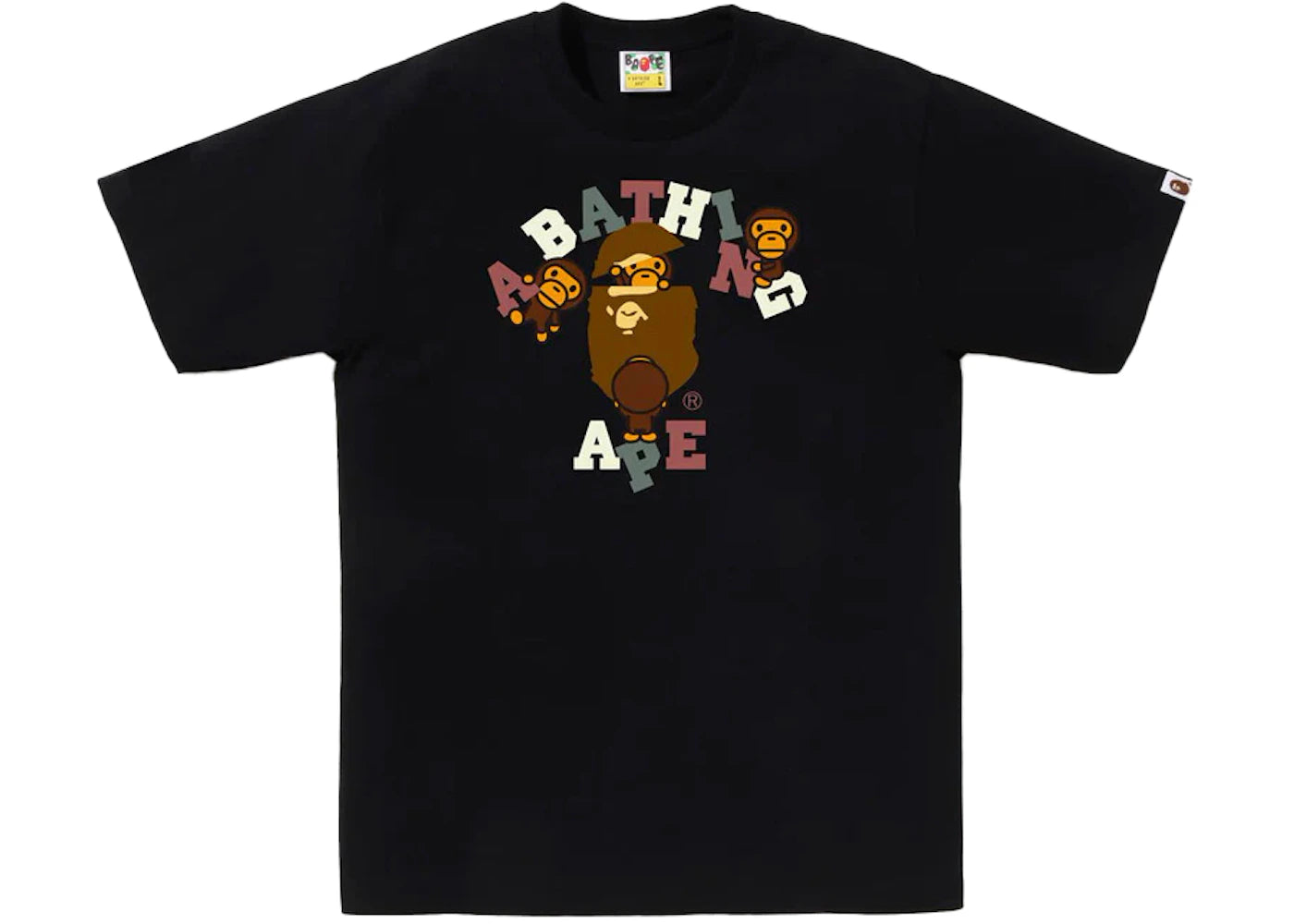 BAPE Colors College Milo Tee Black