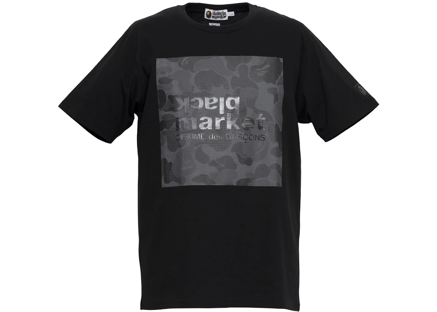 BAPE Comme des Garcons Black Market ABC Camo Box Logo Tee Black