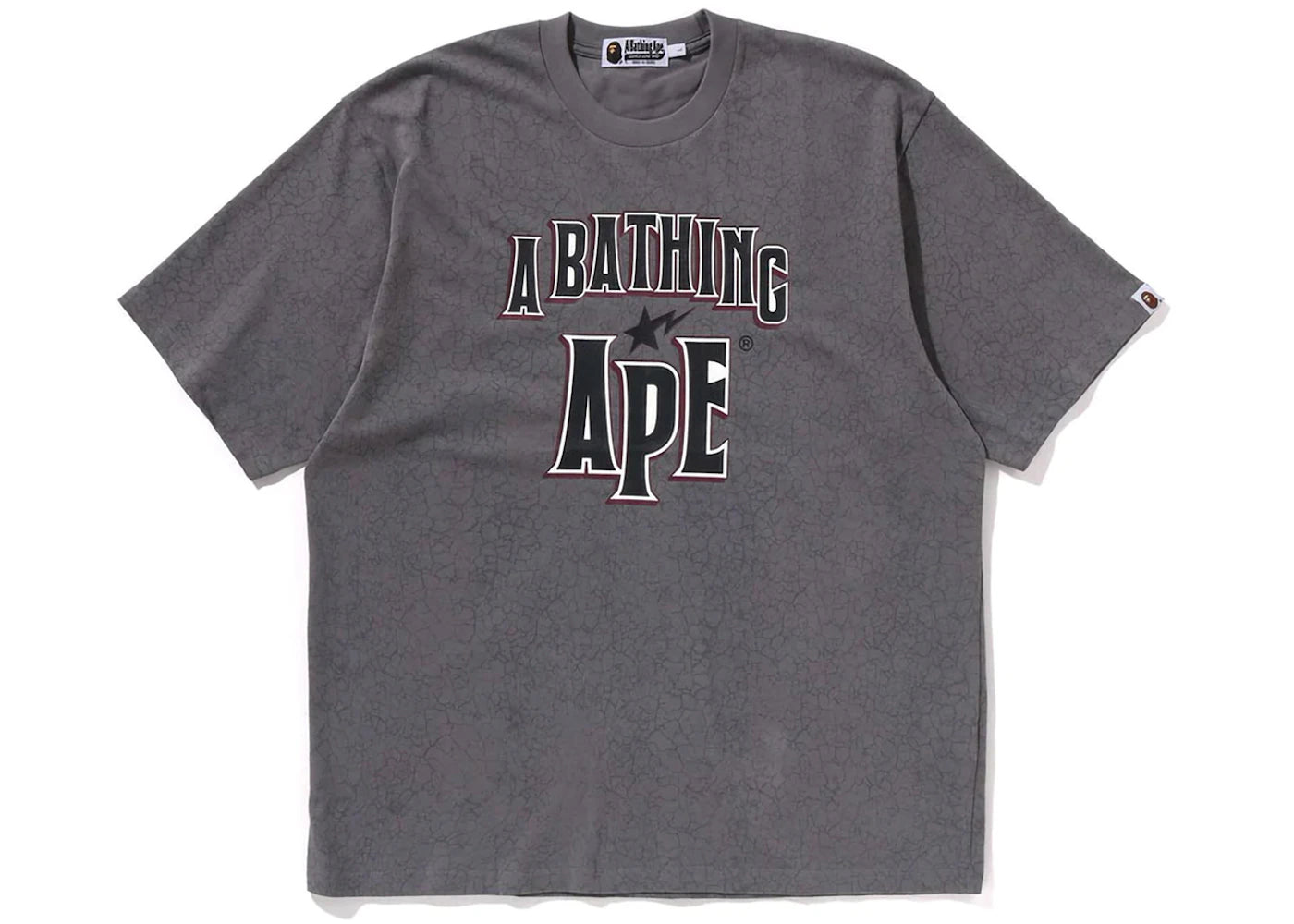 BAPE Crack Print Pattern Logo Relaxed Fit Tee Black