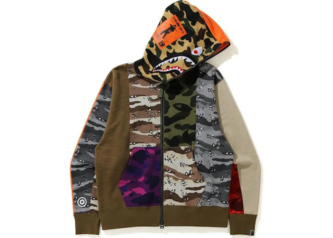 BAPE Crazy Camo Mad Shark Relaxed Full Zip Hoodie Multi