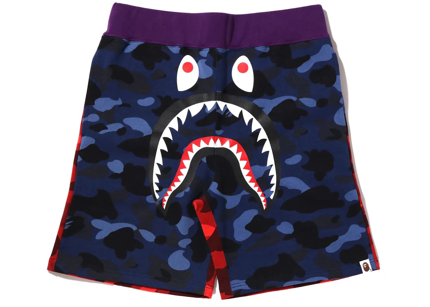 BAPE Crazy Camo Shark Sweat Shorts Navy