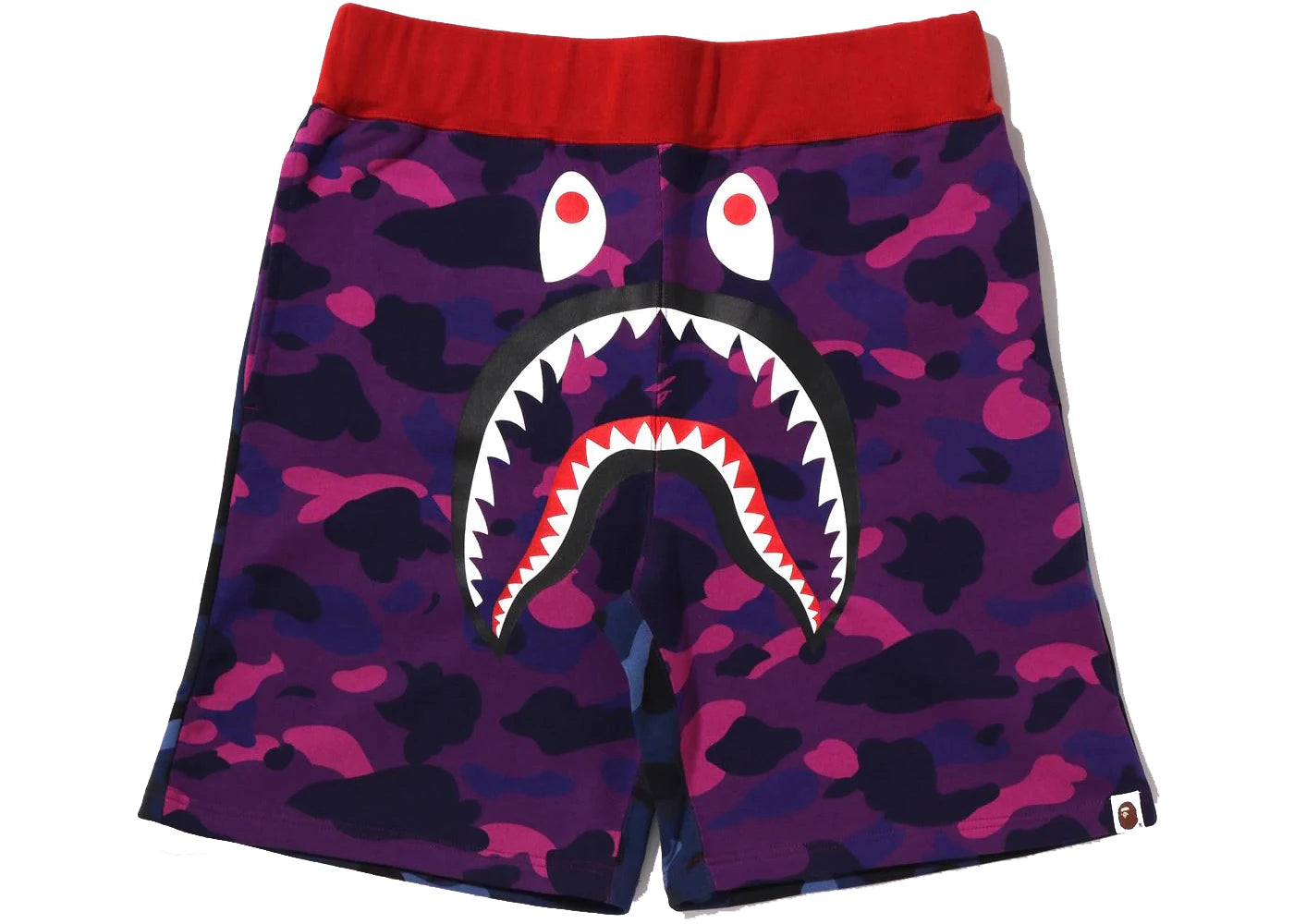 BAPE Crazy Camo Shark Sweat Shorts Purple