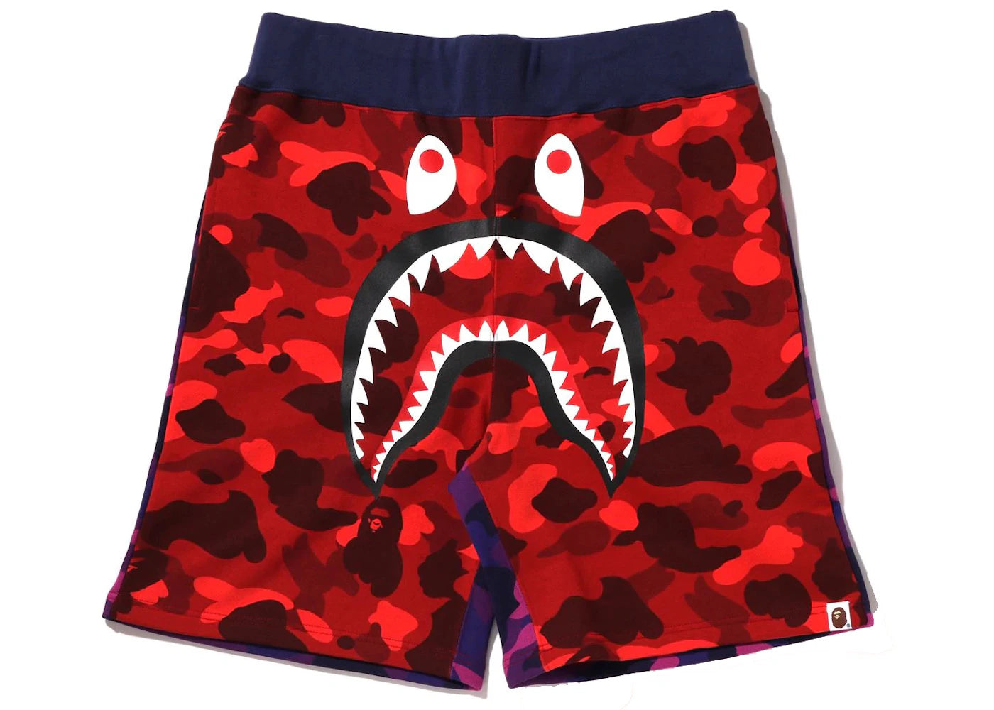 BAPE Crazy Camo Shark Sweat Shorts Red