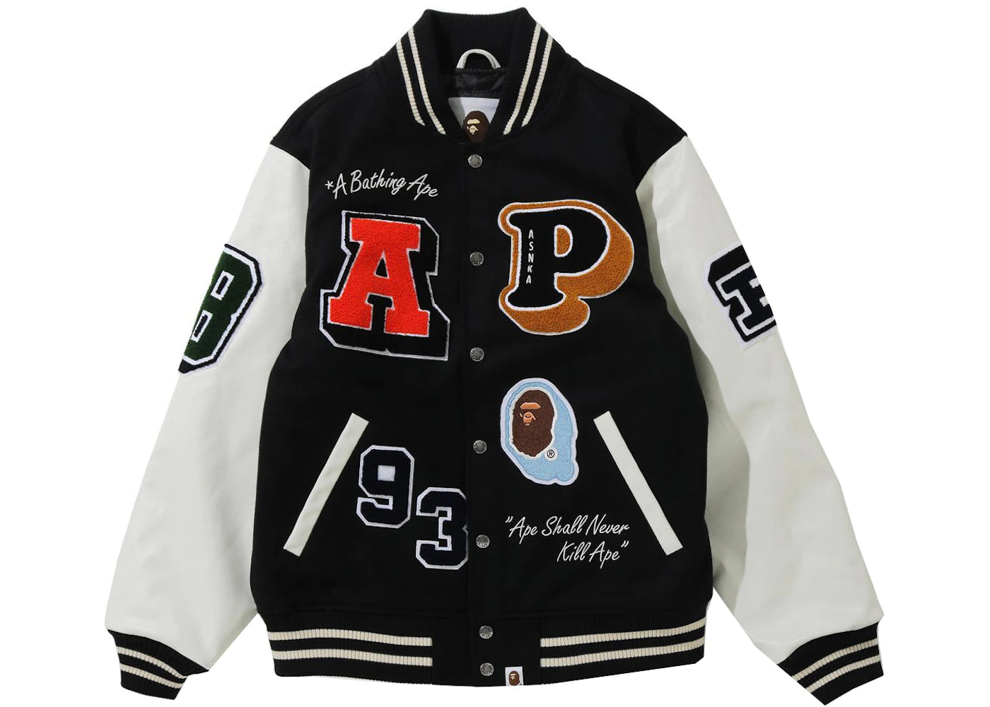 BAPE Crazy Patch Varsity Jacket Black