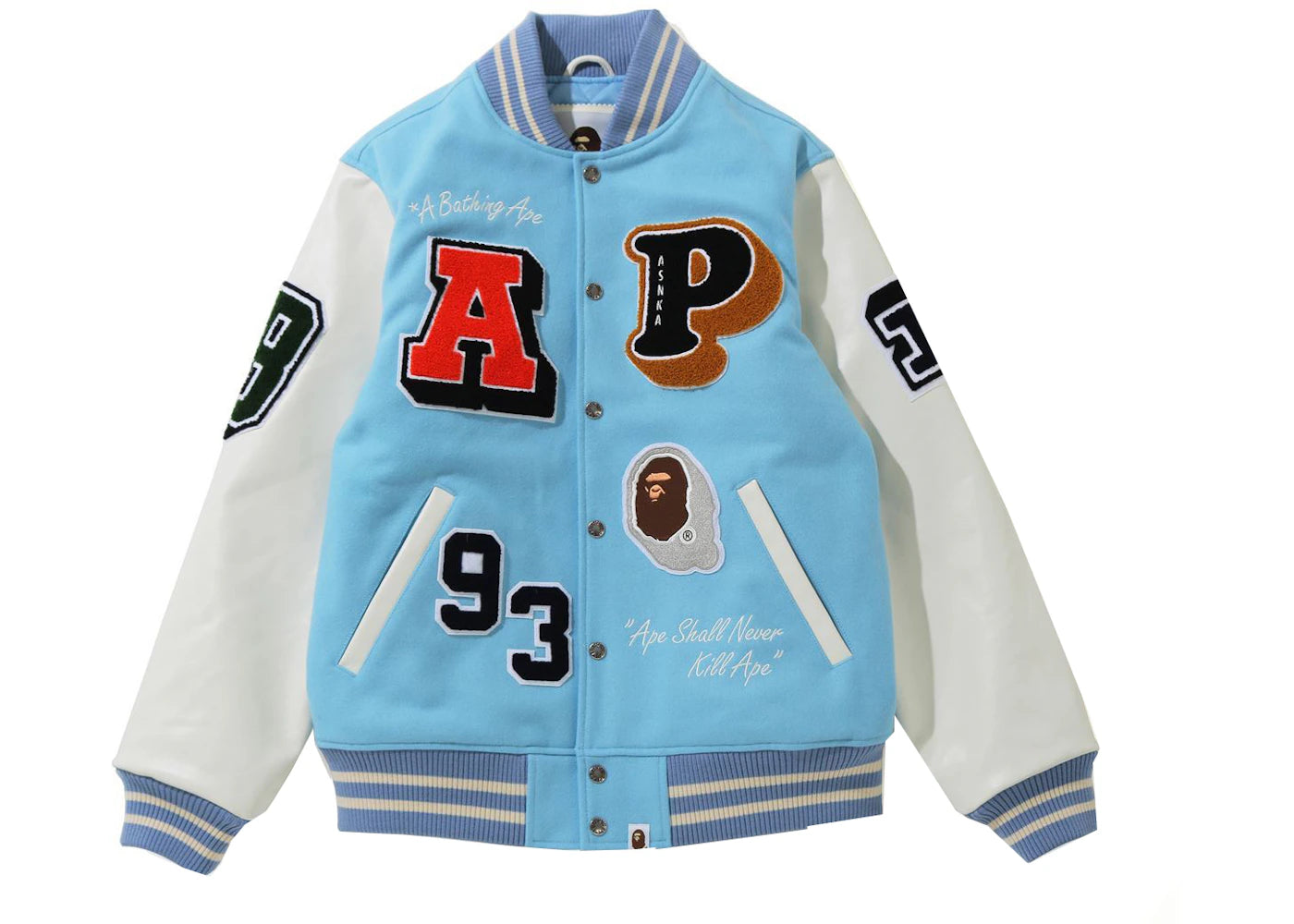 BAPE Crazy Patch Varsity Jacket Sax