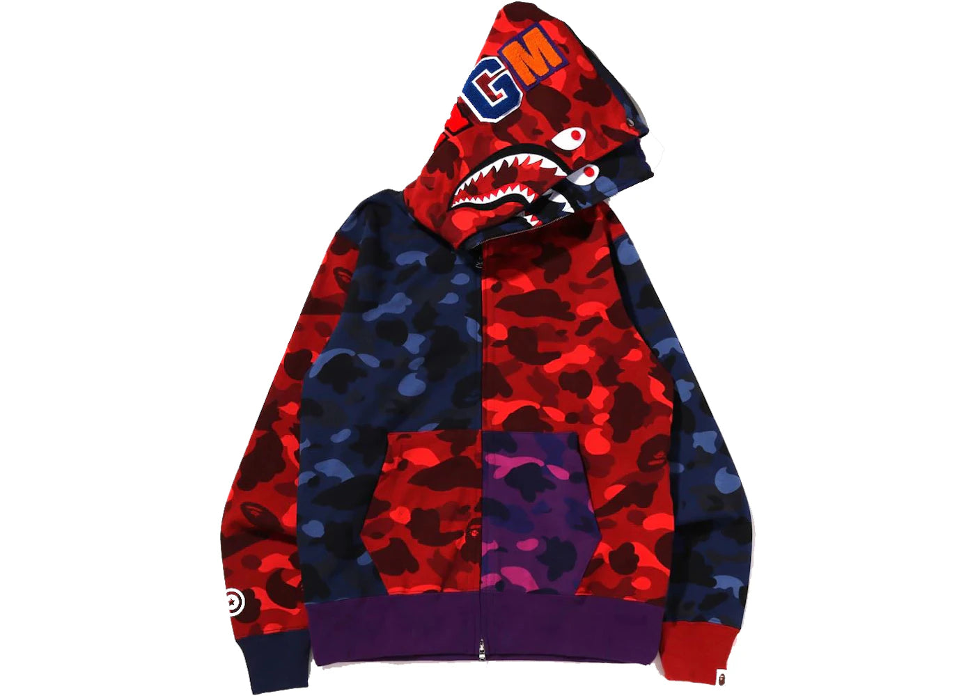 BAPE Crazy Shark Wide Fit Full Zip Double Hoodie Multi