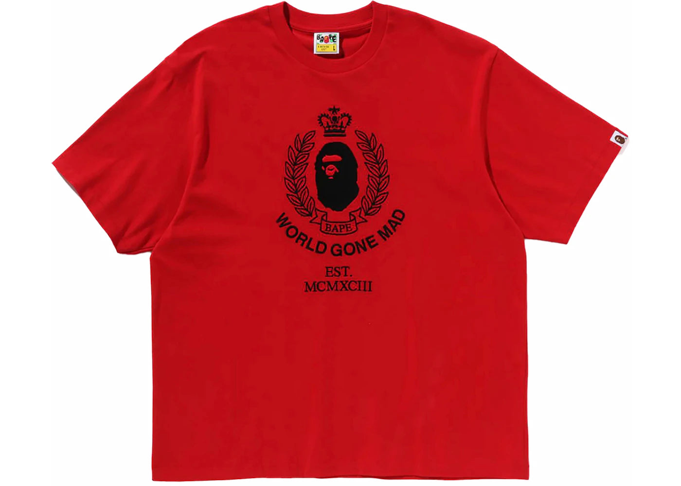 BAPE Crest College Logo Relaxed Fit Tee Red