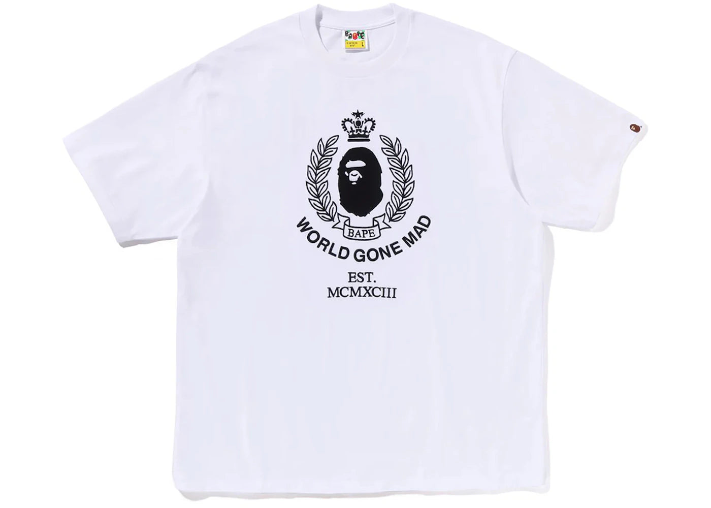 BAPE Crest College Logo Relaxed Fit Tee White