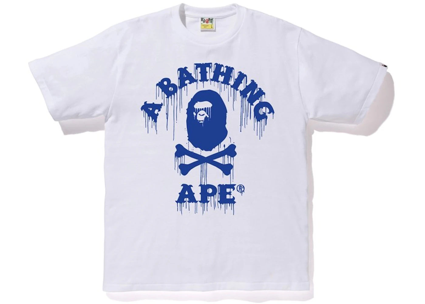 BAPE Crossbone Drip College Tee White/Blue