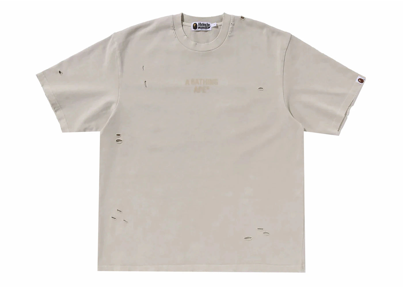 BAPE Damaged Garment Dyed Relaxed Fit Tee Ivory