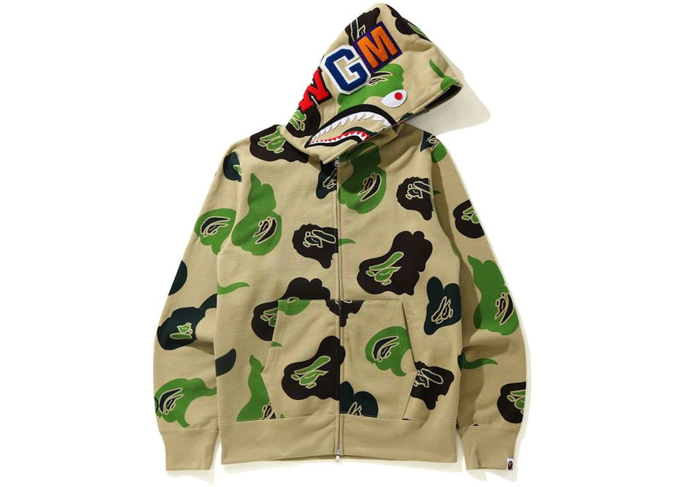 BAPE Def Camo Shark Full Zip Hoodie Beige