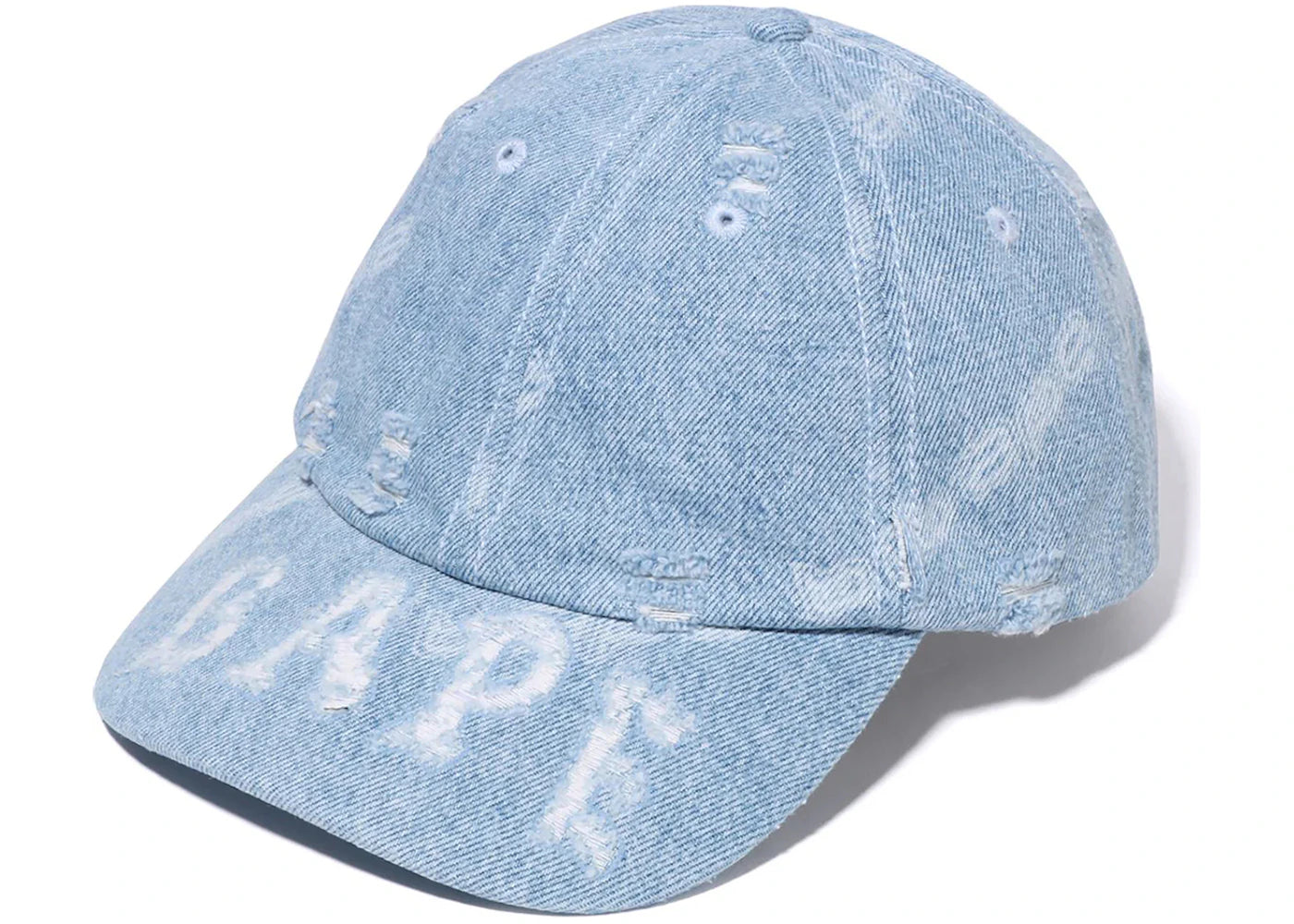 BAPE Denim Distressed Logo Cap Light Indigo