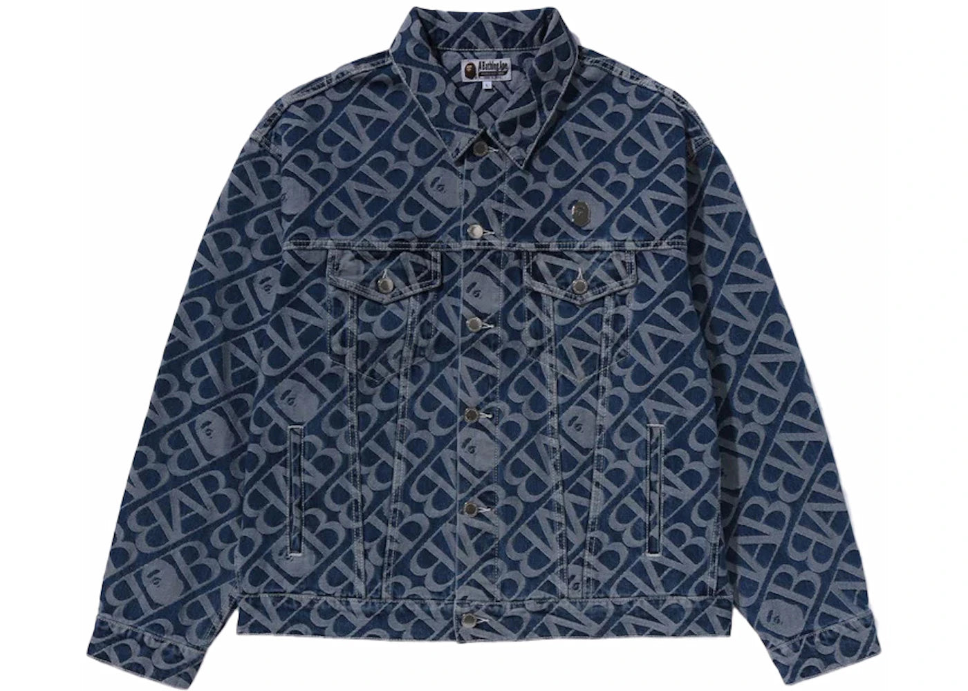 BAPE Denim Monogram Metal One Point Jacket Blue