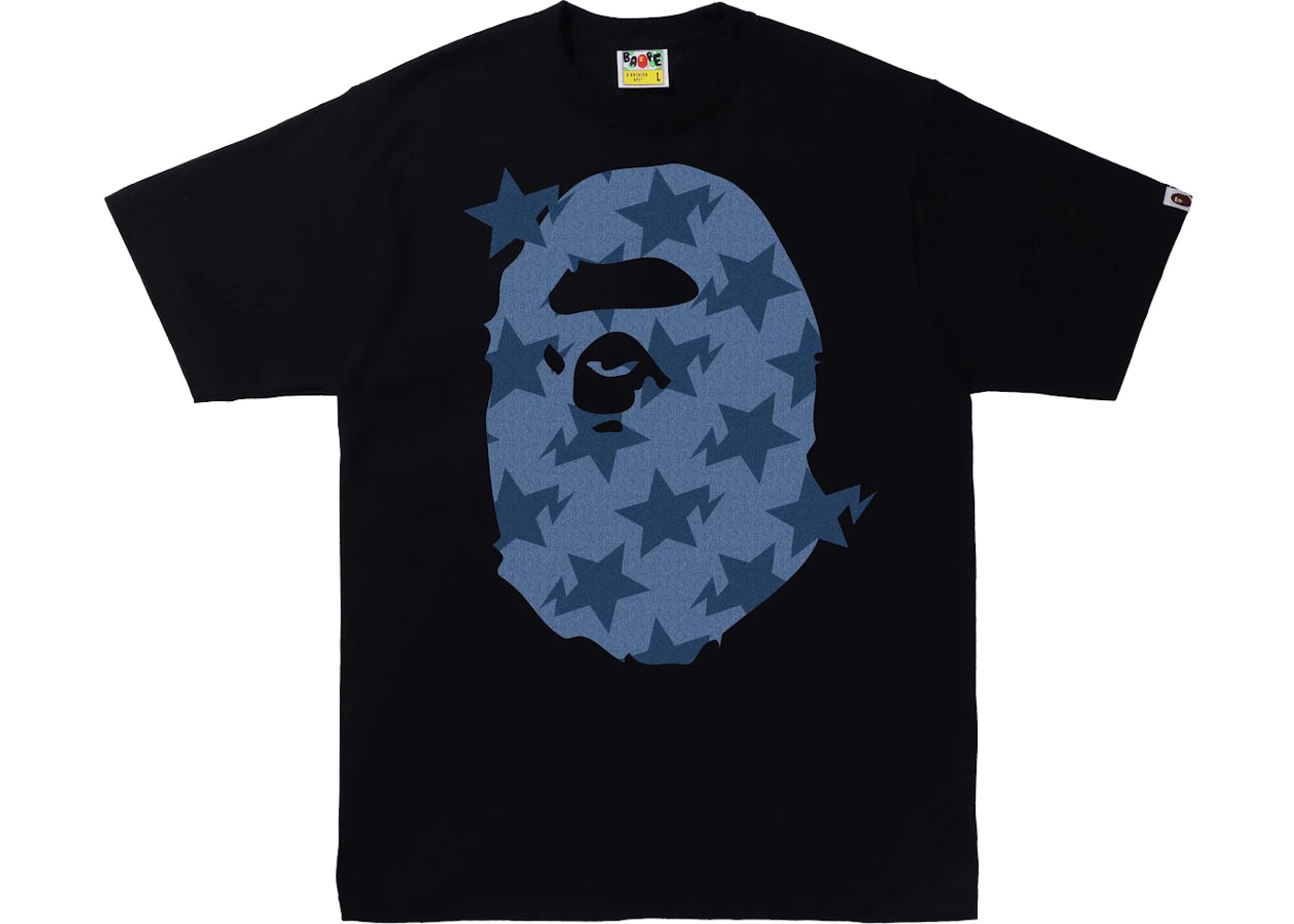 BAPE Denim Sta Pattern Big Ape Head Tee Black